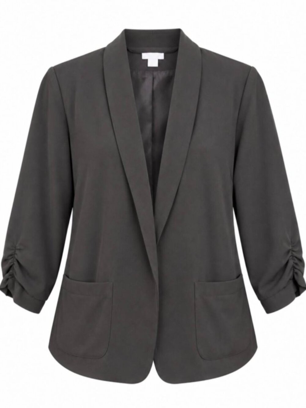 Xhilaration Gray Open Front Blazer Jacket Ruched Sleeves – Size Large